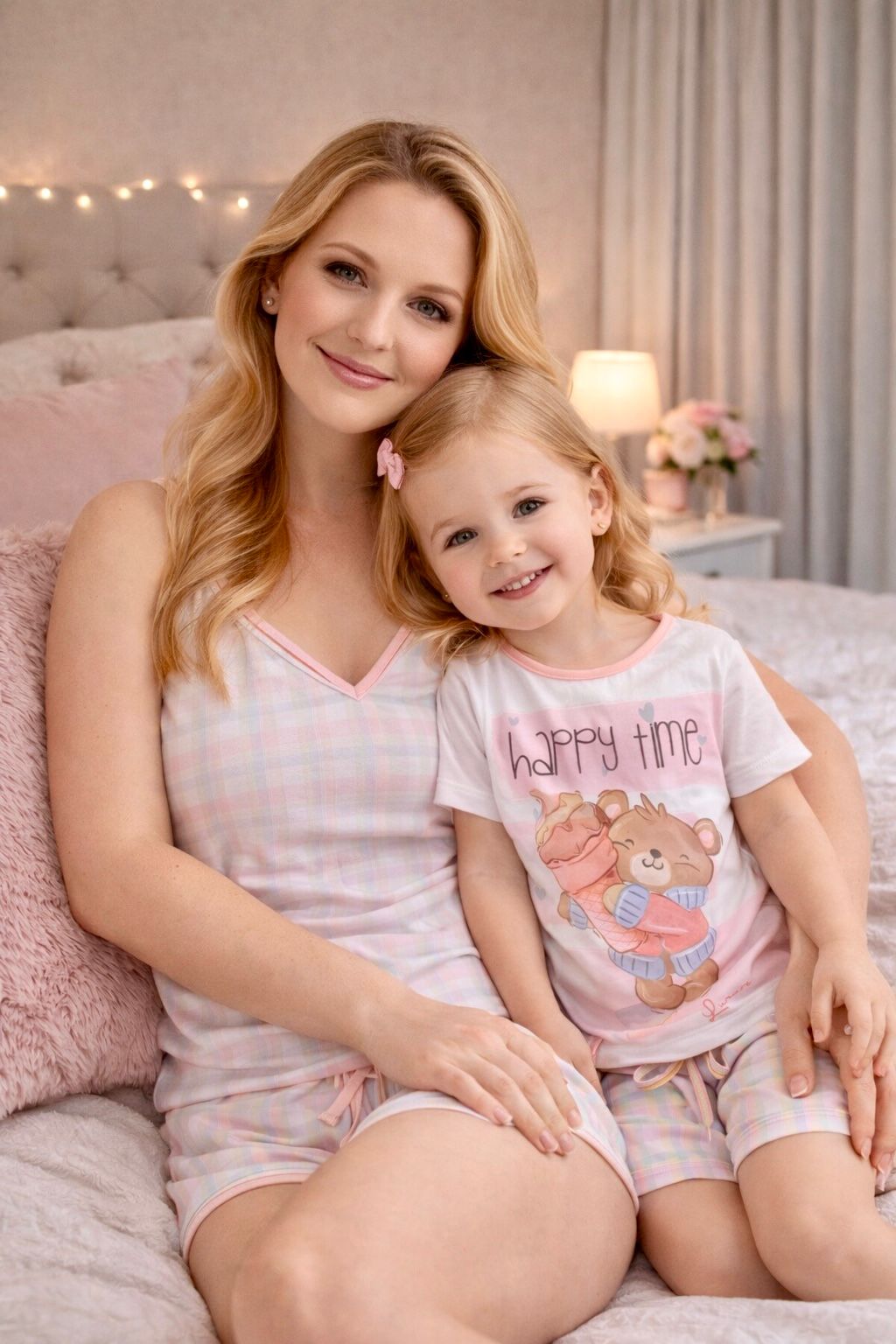 Pijama Tal Mãe Tal Filha Print Love Ursinha Lumi Sorvete Delicioso