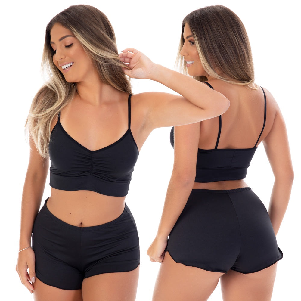 Short Doll Microfibra Liso - Preto