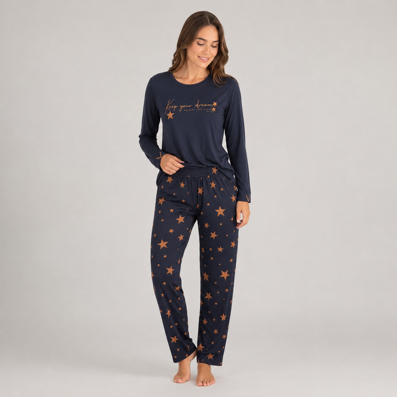 Pijama Feminino Longo Estampado