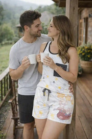 Pijama Feminino Regata e Short Estampa Personalizada Ratinhas Luna & Mimi