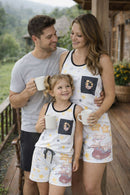 Pijama Feminino Regata e Short Estampa Personalizada Ratinhas Luna & Mimi