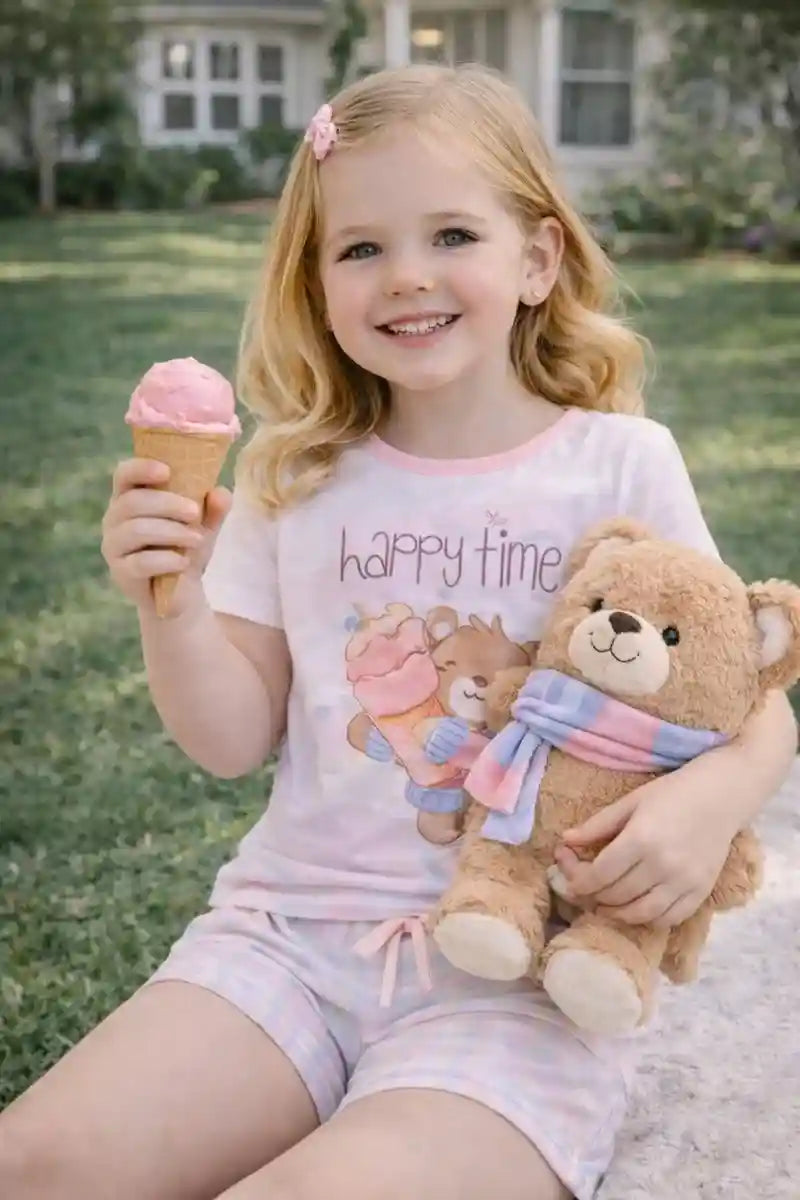 Pijama Infantil Menina Print Love Usinha Lumi Sorvete Delicioso