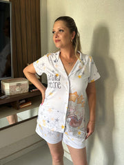 Pijama Americano Feminino Estampa Personalizada Luna & Mimi Ratinhas Mágicas