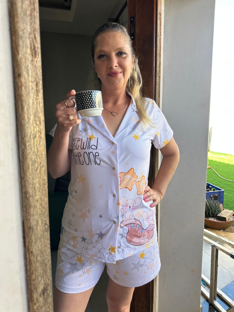 Pijama Americano Feminino Estampa Personalizada Luna & Mimi Ratinhas Mágicas