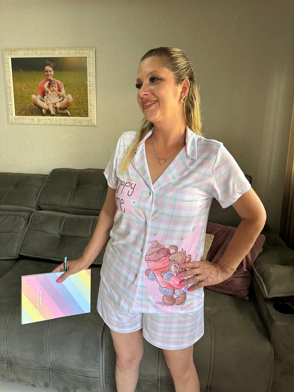 Pijama Americano Feminino Print Love Ursinha Lumi Sorvete Delicioso