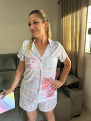 Pijama Americano Feminino Print Love Ursinha Lumi Sorvete Delicioso
