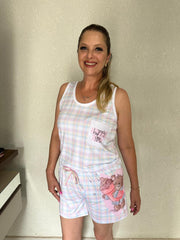 Pijama Regata Feminino Print Love Ursinha Lumi Sorvete Delicioso