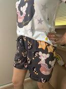 Pijama Curto Feminino Camiseta Manga Curta e Shorts Estampa Personalizada Luna & Mimi Ratinhas Mágicas