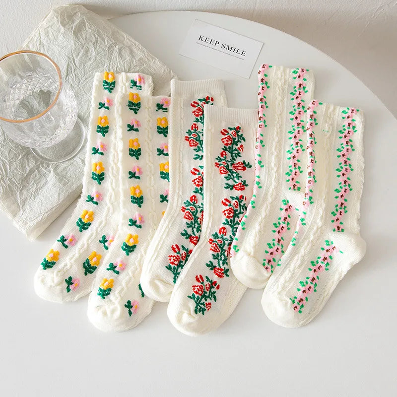 Kit Meias Floral Vintage Lunare® – Maciez e Charme