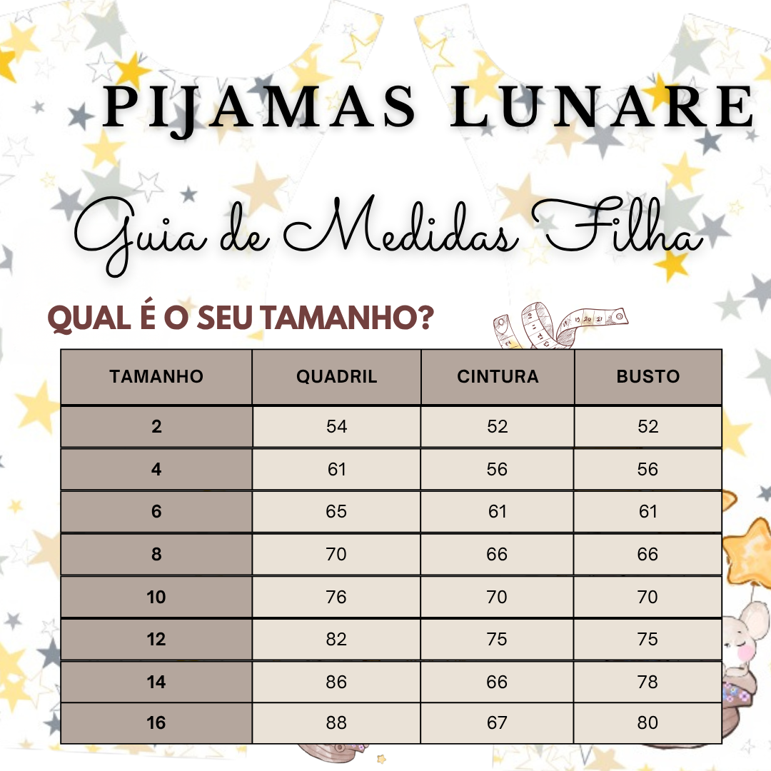 Pijama Infantil Curto Camiseta Manga Curta e Shorts Estampa Personalizada Ratinhas Luna & Mimi