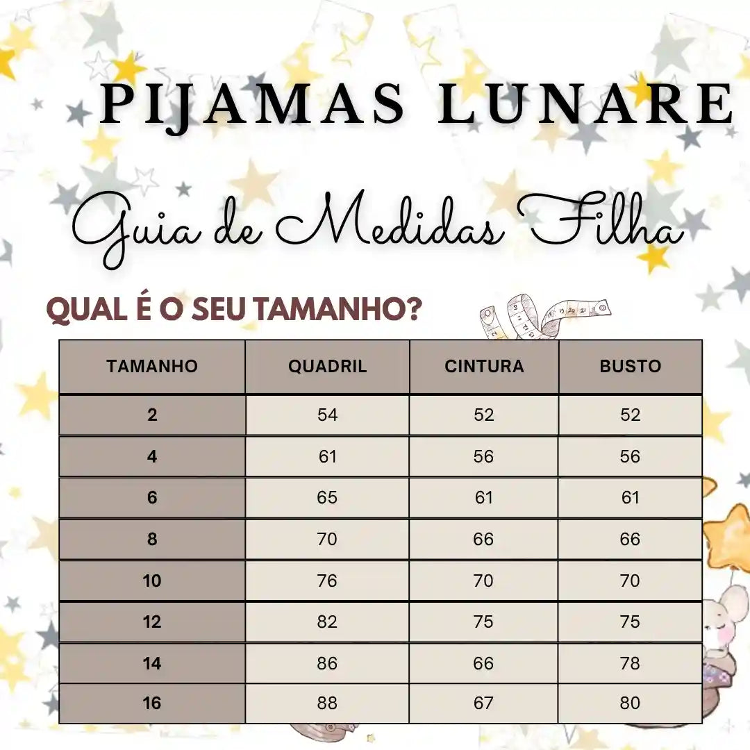 Pijama Infantil Curto Camiseta Manga Curta e Shorts Estampa Personalizada Ratinhas Luna & Mimi