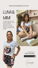 Pijama Infantil Curto Camiseta Manga Curta e Shorts Estampa Personalizada Ratinhas Luna & Mimi