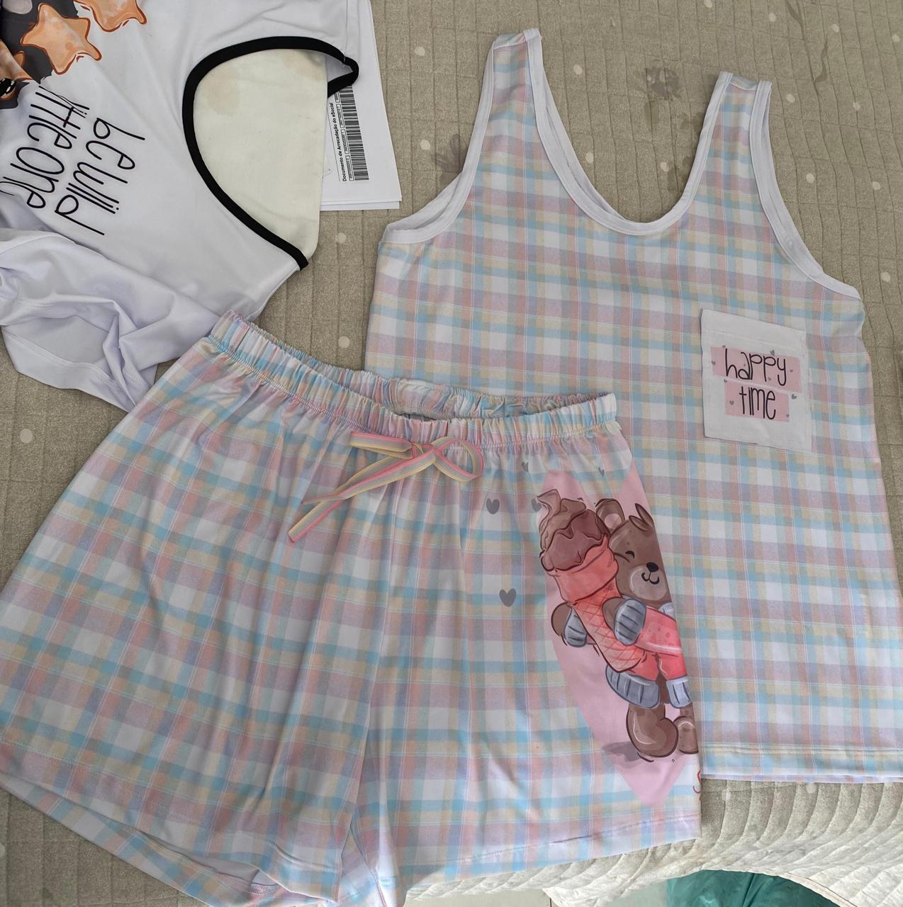 Pijama Regata Feminino Print Love Ursinha Lumi Sorvete Delicioso