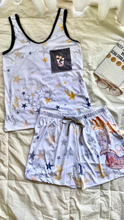 Pijama Feminino Regata e Short Estampa Personalizada Ratinhas Luna & Mimi
