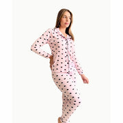 Pijama Americano Feminino Longo - Rosa Corações