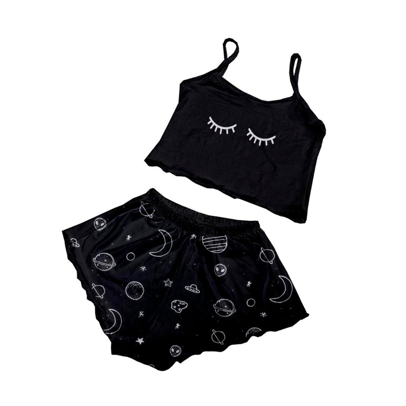 Baby Doll Preto Planetas - Preto Planetas