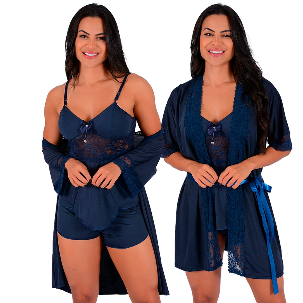 Kit Robe + Short Doll com Renda - imagem 11