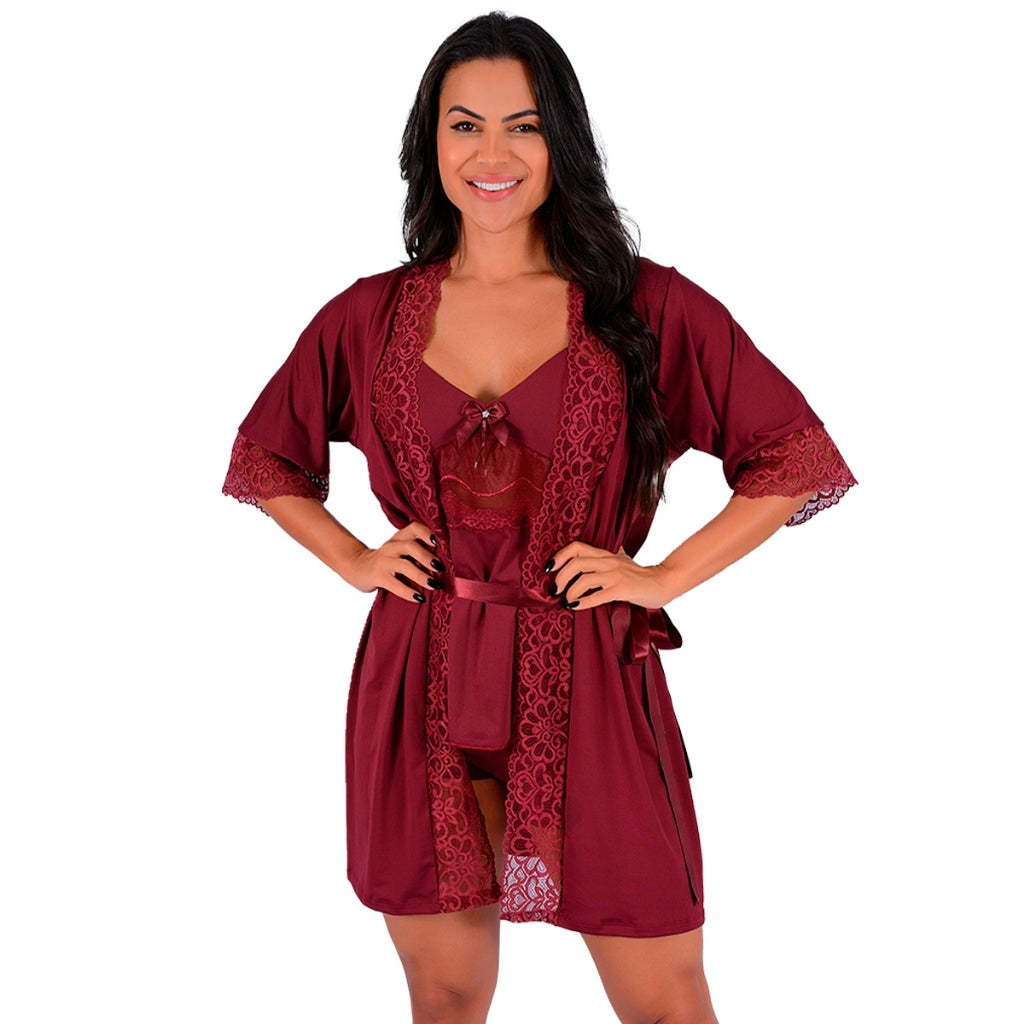 Kit Robe + Short Doll com Renda - imagem 7