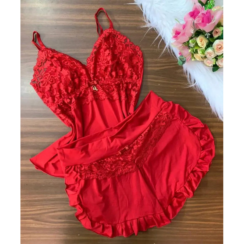 Baby Doll Babados Premium - Vermelho