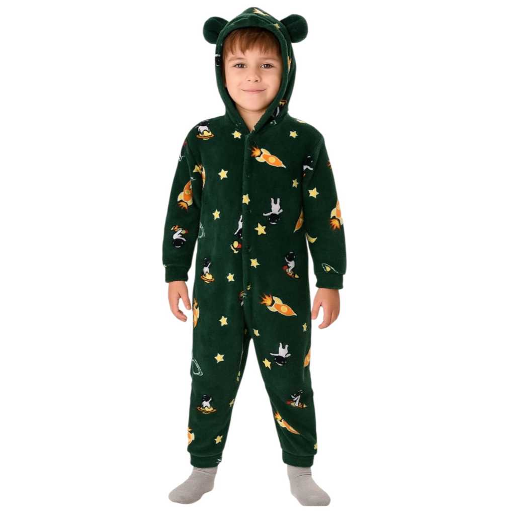 Macacão Infantil Ultra Soft com Orelhinhas - Verde Espacial