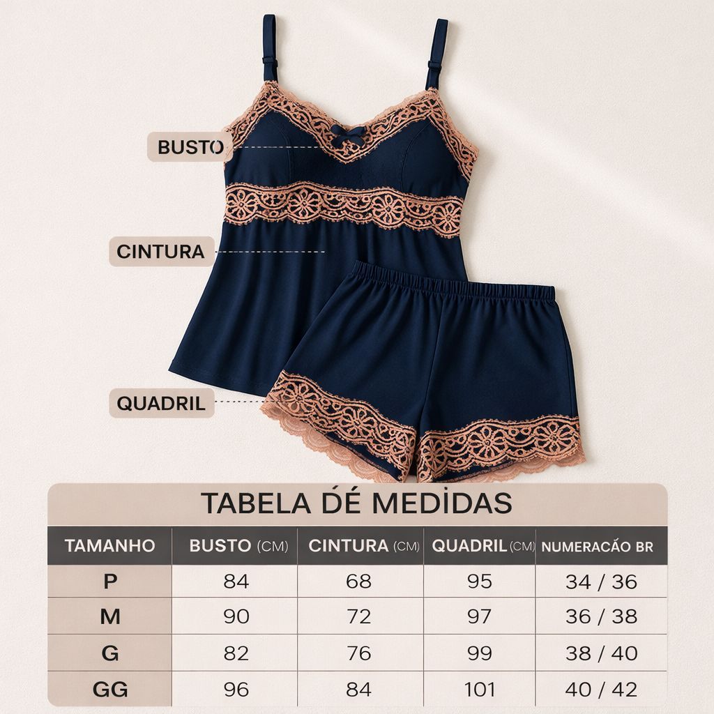 Baby Doll Renda Bicolor com Alça Ajustável - imagem 7