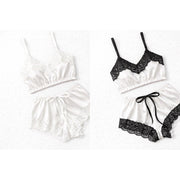 Baby Doll Cetim com Renda - Preto & Branco