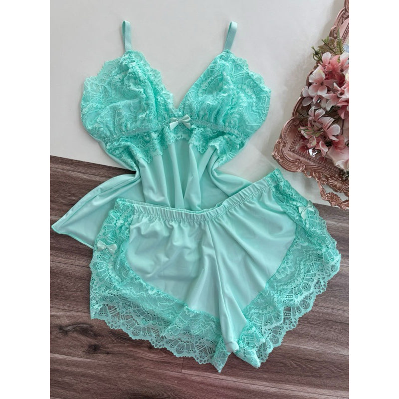 Baby Doll Safira Renda Bicolor - Tiffany