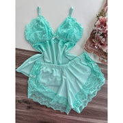 Baby Doll Safira Renda Bicolor - Tiffany
