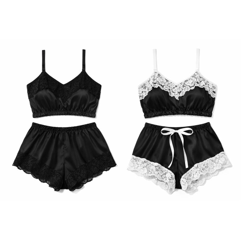 Baby Doll Cetim com Renda - Preto & Preto