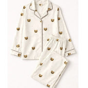 Pijama Americano Feminino Longo - Off-White Pug