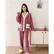 Pijama Feminino de Pelúcia com Cardigan - Rosa Antigo