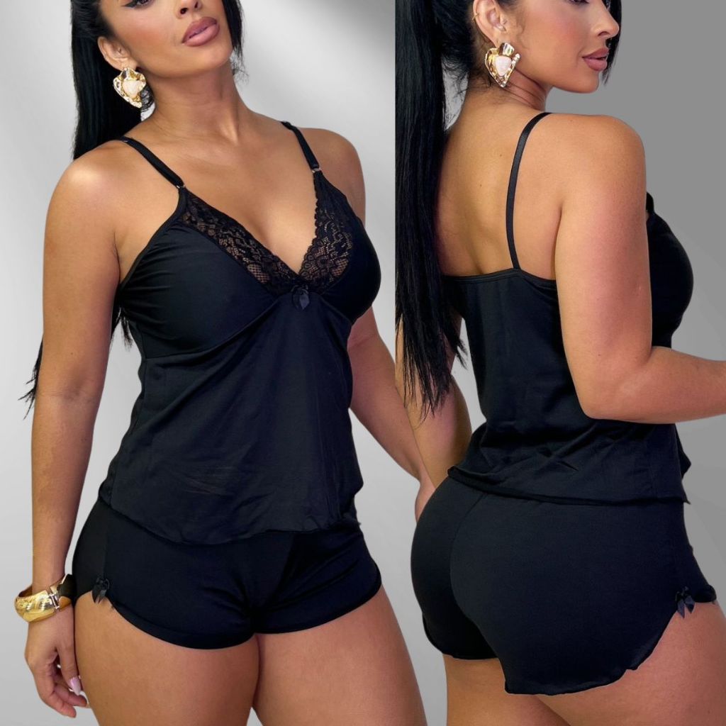 Baby Doll Malha Fria com Renda - Cor 4