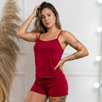 Short Doll Feminino Liso - Vermelho