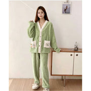 Pijama Feminino de Pelúcia com Cardigan - Verde Menta