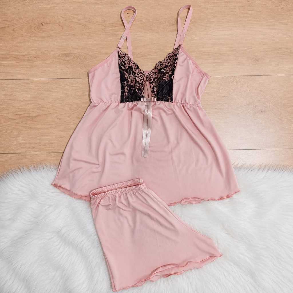 Baby Doll Liganete com Renda Bicolor - Bicolor 5