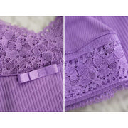 Baby Doll Suede Canelado com Renda - imagem 5