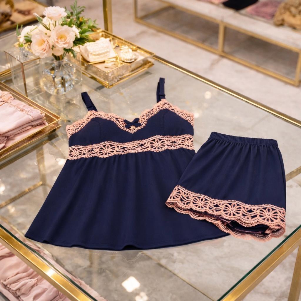 Baby Doll Renda Bicolor com Alça Ajustável - imagem 8