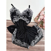 Baby Doll Safira Renda Bicolor - Preto & Branco