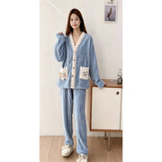 Pijama Feminino de Pelúcia com Cardigan - Azul Bebê