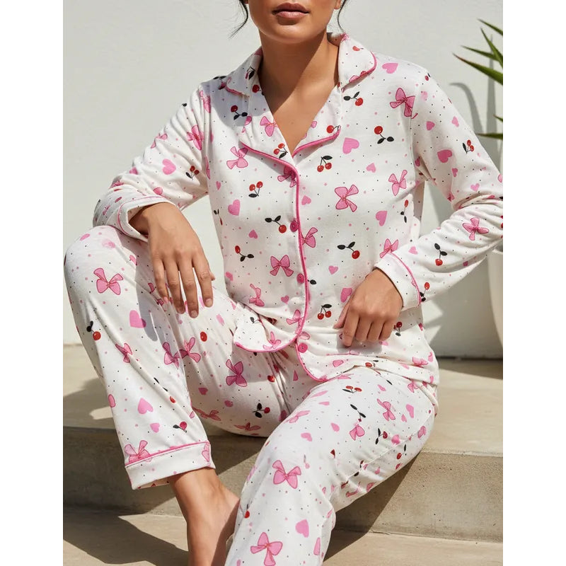 Pijama Americano Longo com Botões - Estampa 1