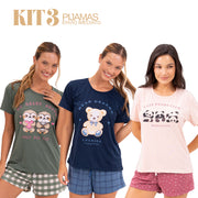 Kit 3 Pijamas Femininos de Verão - Seleção Best Sellers