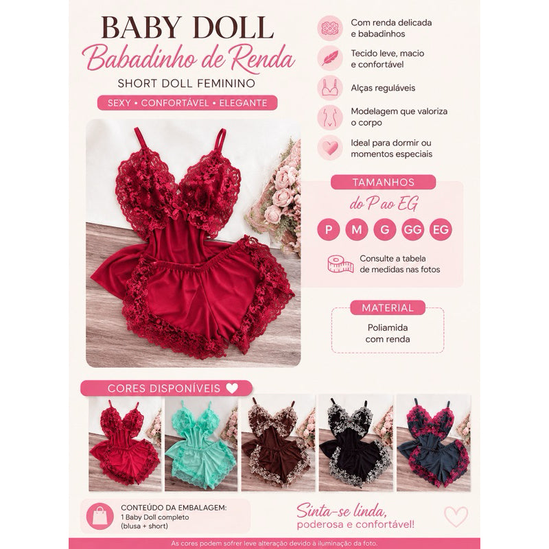 Baby Doll Safira Renda Bicolor - imagem 6