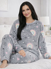 Pijama Feminino Ultra Soft Peluciado - Cinza Arco-Íris