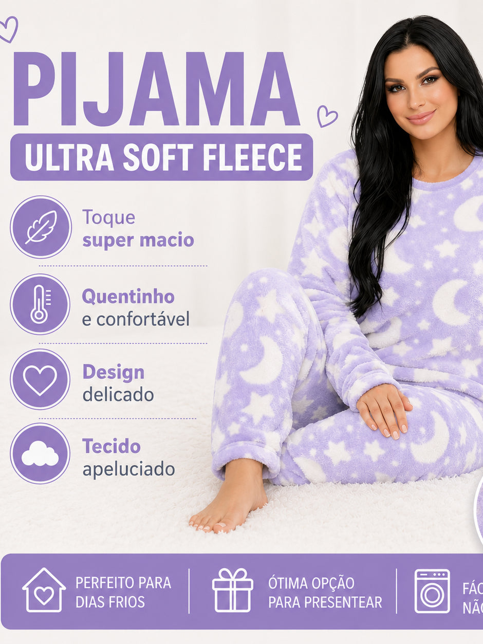 Pijama Feminino Ultra Soft Peluciado - Lilás Lua