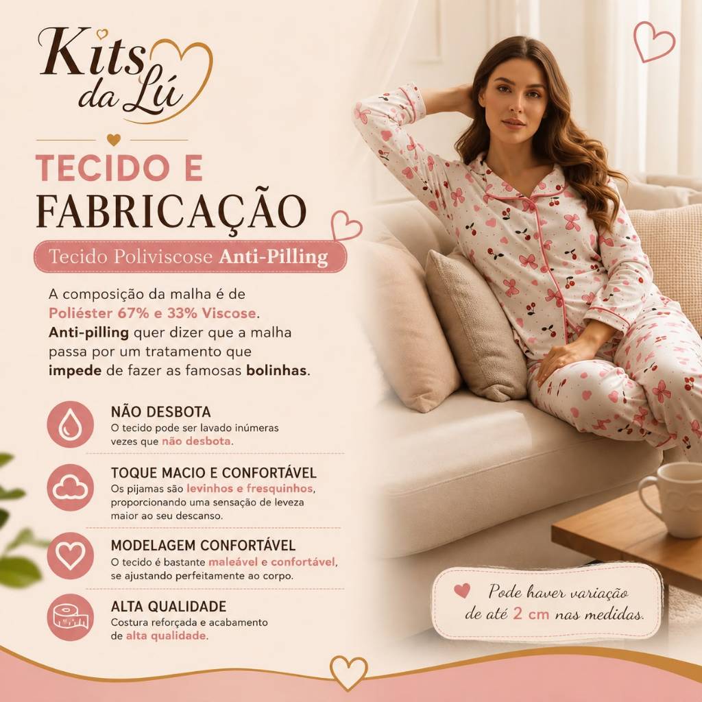Pijama Americano Longo com Botões - imagem 8