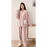 Pijama Feminino de Pelúcia com Cardigan - Rosa Claro