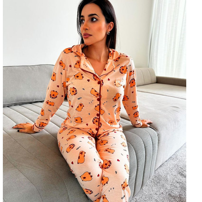 Pijama Americano Longo com Botões - imagem 16