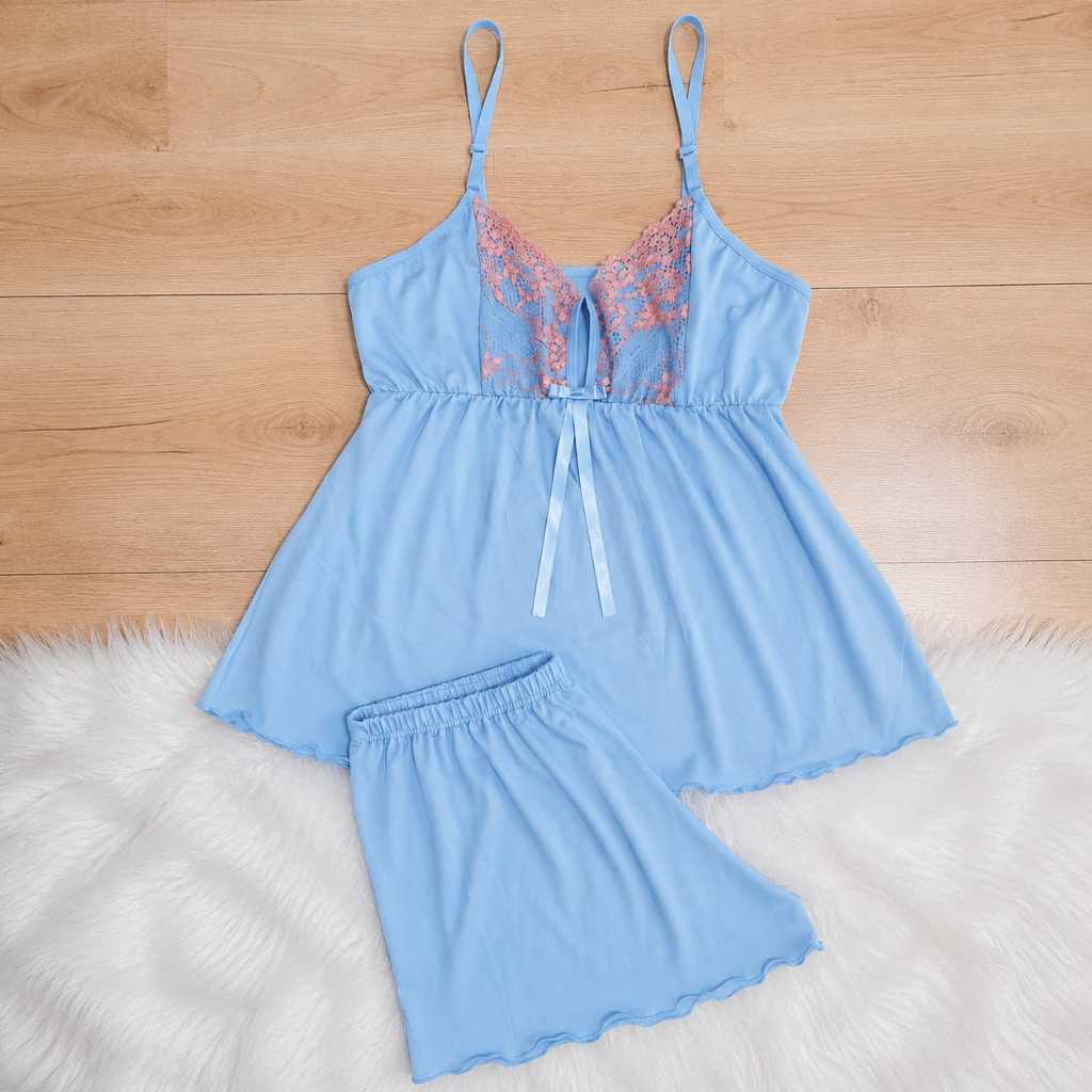 Baby Doll Liganete com Renda Bicolor - Bicolor 4