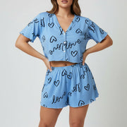 Baby Doll Cropped Sedoso com Botões - Azul Claro