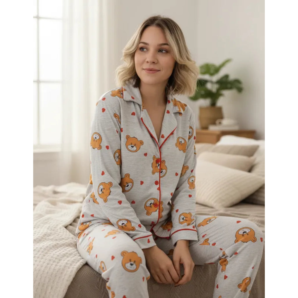 Pijama Americano Longo com Botões - imagem 14